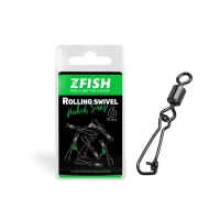 Agrafa Vartej ZFISH Rolling Swivel Hooked Snap, Nr 6, 27Kg, 10 Buc/Plic