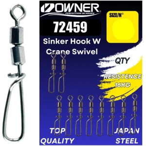 Vartej Agrafa Owner Amaz 72459 Sinker Hook W Crane, 10.3kg, Nr.18, 10buc/plic