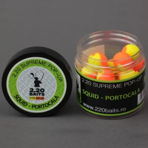 Pop Up 2.20 Baits Supreme, Galben- Portocaliu, Squid & Portocala, 16mm, 100ml
