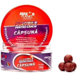 Boilies pentru Carlig Senzor Planet, Solubile, Capsuna, 16-18mm, 200g