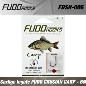 Carlige legate FUDO CRUCIAN CARP - BN NR 6 0.16 mm/ 70 cm