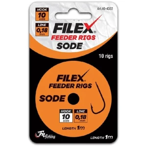 Carlige Legate Filex MethodFeeder Rig Sode, Nr.10, 0.18mm, 1m, 10buc/plic