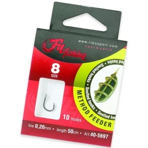 Carlige Legate Filfishing Method Feeder Rig, Nr.10, 0.18mm, 50cm, 10buc/plic