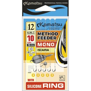 Carlige Legate Kamatsu Iseama Rig Method Feeder Cu Inel Silicon, 10cm, Nr.12, 0.20mm, 5buc/pac