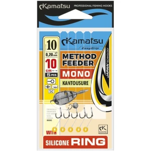 Carlige Legate Kamatsu Kantousure Rig Method Feeder Pe Inel Silicon Monofilament, 10cm, Nr.12, 0.18mm, 5buc/pac