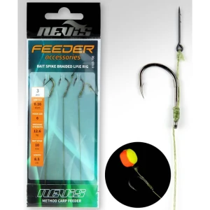 Carlige Legate Nevis Feeder Bait Spike Braided Line Rig, Nr.8, 3buc/plic