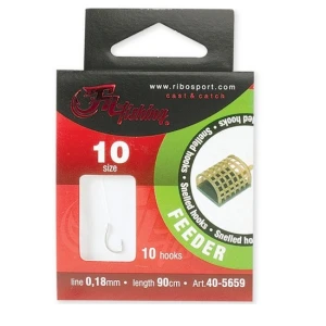 Riguri Filfishing Feeder Snelled Hooks, 90cm, 10buc/plic Nr.14 16mm