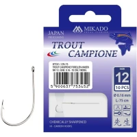 Carlige Legate Mikado Trout Campione, 150cm, Nr.4, 0.25mm, 10buc/pac