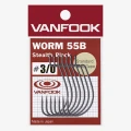 Carlige Offset Vanfook Worm-55B Stealth Black Offset Hooks Nr.5/0, 5buc/plic