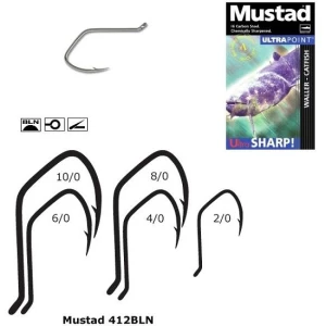 Carlige pentru Somn Mustad Ultra Sharp Black Nickel, Nr.8/0, 3buc/pac