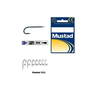 Carlig Mustad Concurs M313, Tija Lunga, Negru/Albastru, 10buc/plic Nr.12 