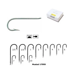 Carlig Mustad M1799D cu Tija Lunga si Protectie Anticoroziva Nr.1