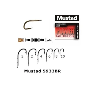 Carlig Mustad Power Baitholder Forjat, 2 Spini, Bronz, 10buc/plic Nr.2