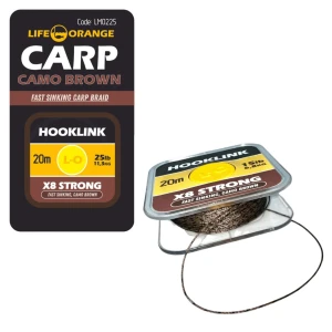 Fir Textil Orange Hooklink x8 Camo Brown, 25lb, 20m