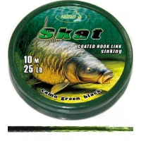 KATRAN Coated braided hook links SKAT 15Lb 10 M/15Lb/10 M/camo green black