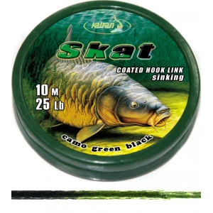 KATRAN Coated braided hook links SKAT 25Lb 10 M/25Lb/10 M/camo green black