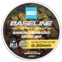 Fir Textil Nash Baseline Sinking Braid, Uv Yellow, 18.14kg, 40lbs, 0.35mm, 600m