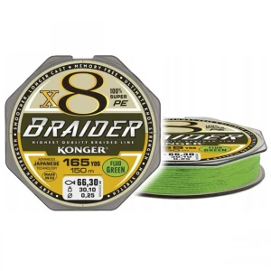Fir Textil Konger Braider X8 Green Fluo 0.14mm, 17.5kg, 150m