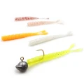 Grub Mustad Aji Micro Pilo, White Glow Glitter, 5cm, 15buc/pac