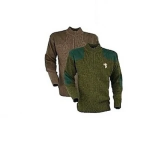 PULOVER TREESCO KAKI CU BRODERIE MARIME XXL