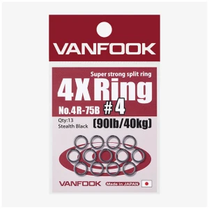 Anouri Vanfook 4R-75B Super Strong Sprit Ring Black Nr.6, 120LB, 9buc/pac