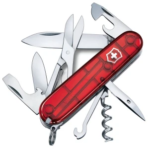 Briceag Multifunctional Victorinox, Climber, 9.1cm, Rosu Transparent, Blister