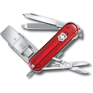 Briceag Victorinox Swiss Army Knife, Victorinox@work, 58 mm, Rosu Translucid, USB 3.0/3.1, 32GB, Blister 