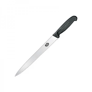 Cutit Bucatarie Victorinox Slicing Knife, Fibrox, Varf Ascutit, Lama Zimtata 25cm, Negru