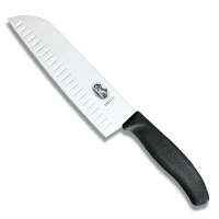 Cutit Bucatarie Victorinox SwissClassic Santoku Knife, Lama Gofrata 17cm, Negru, Cutie Cadou