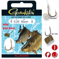 Carlige Legate cu Inel Gamakatsu Bait Band Rig Allround G1, Nr.12, 0.16mm, 6buc/pac
