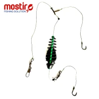 Montura Mostiro Arc Vopsit cu Teu, Plumb Lateral, Fir Textil, 2 Carlige Nr.6