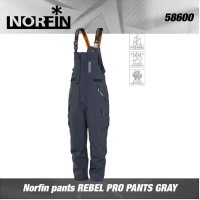 Salopeta Norfin Rebel Pro Pants Gray, Marime M