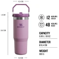 Pahar Termoizolant cu Pai Rabatabil STANLEY Classic IceFlow Flip Straw Tumbler 0.89L / 30oz, Lilac