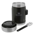 Termos mancare cu tacam Stanley The Legendary Food Jar + Spork Matte Black Pebble 0.4 l 