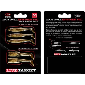 Rezerva Spinnerbait Live Target Baitball Spinner Rig, Large, Dark Amber / Gold, 5buc/pac
