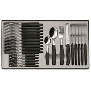 Set 24 Tacamuri 6 Persoane Victorinox, Swiss Classic Table Set, Lama 11cm, Negru
