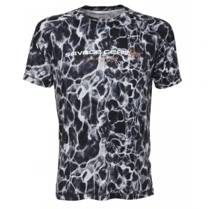 TRICOU SAVAGE GEAR NIGHT UV BLACK WATERPRINT MAR.XL