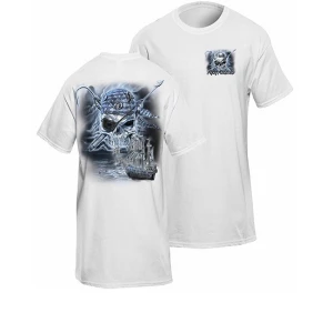 Tricou Flying Fisherman Midnight Angler Pirate White Tee L